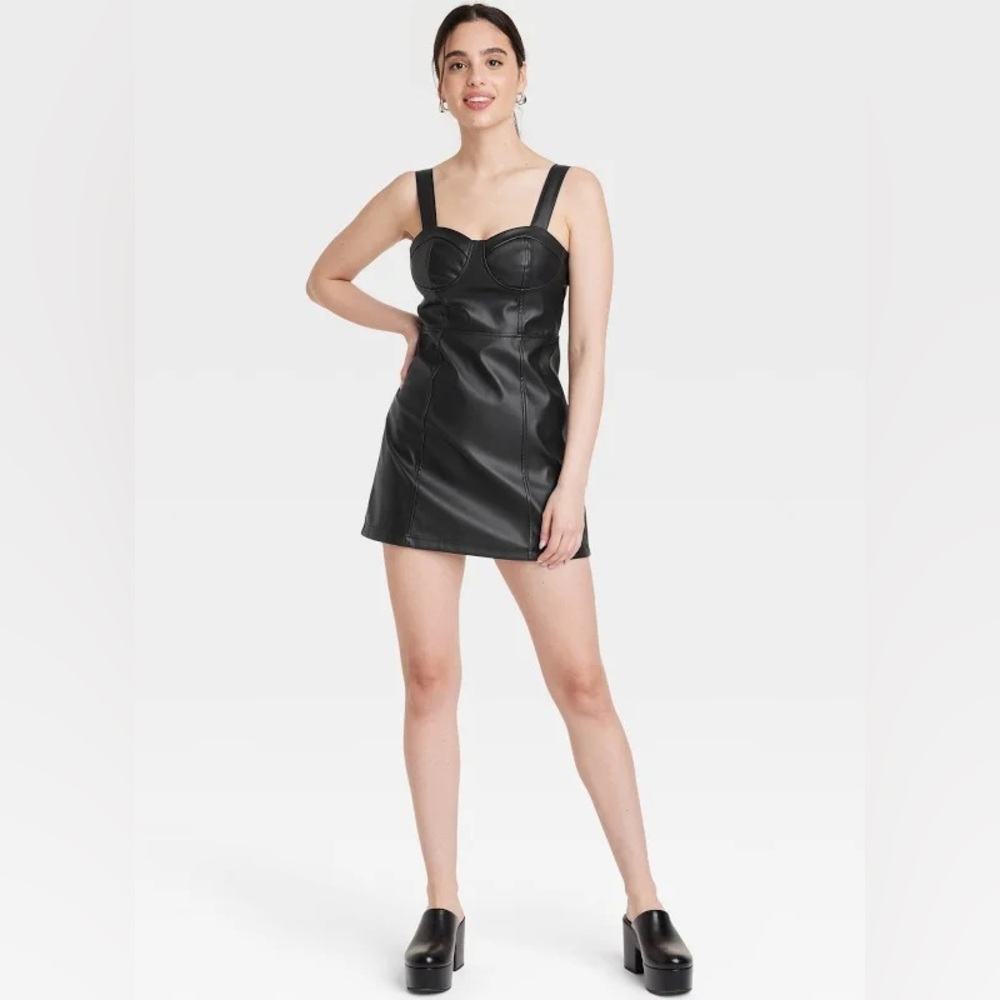 A NEW DAY Faux Leather Bodycon Dress in Black NWT